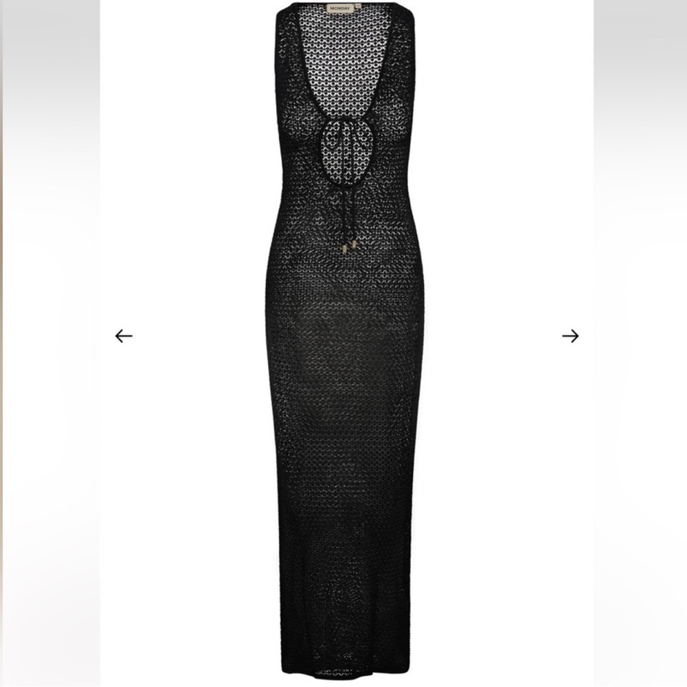 Monday Swimwear Monte Carlo Tie Dress Black Lace Crochet - Picture 5 of 12